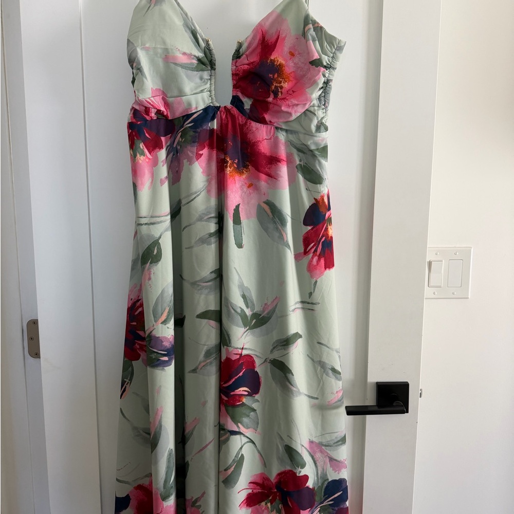 Abercrombie & Fitch Floral Maxi Dress in Pink and Green